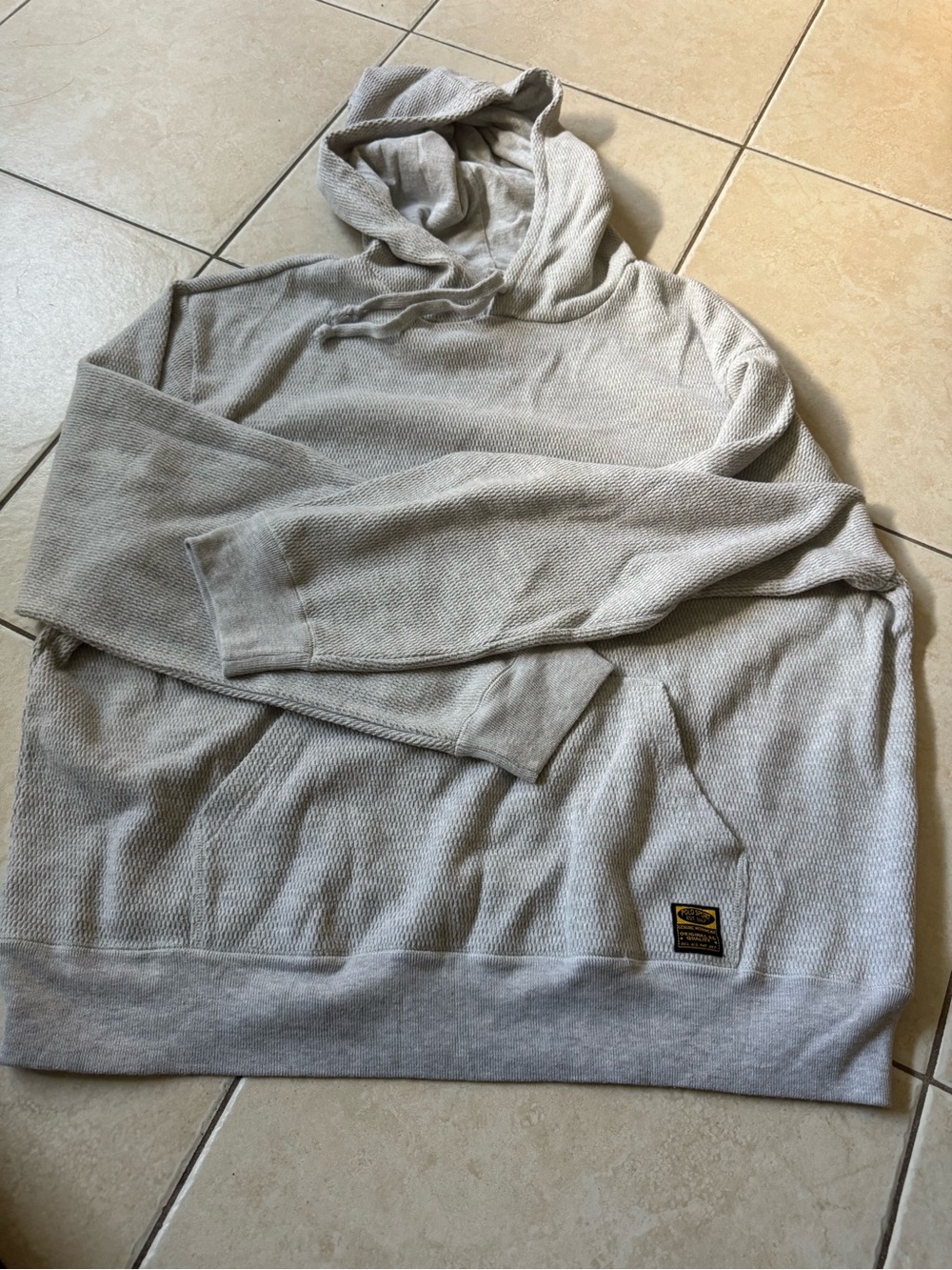 Vintage 90s Polo Sport Ralph Lauren Waffle Knit Thermal Hoodie Gray XL